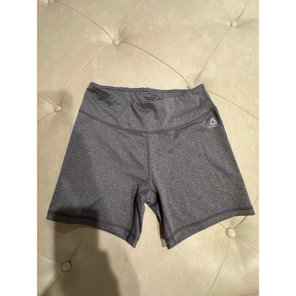 Reebok Womens Gray Heathered High Rise Athletic Compression Spandex Shorts M